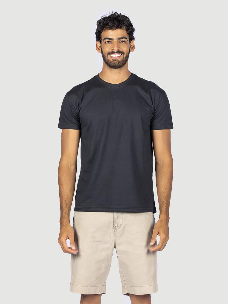 KIT 05 PEÇAS - CAMISETA 100% ALGODÃO PENTEADO PRETO