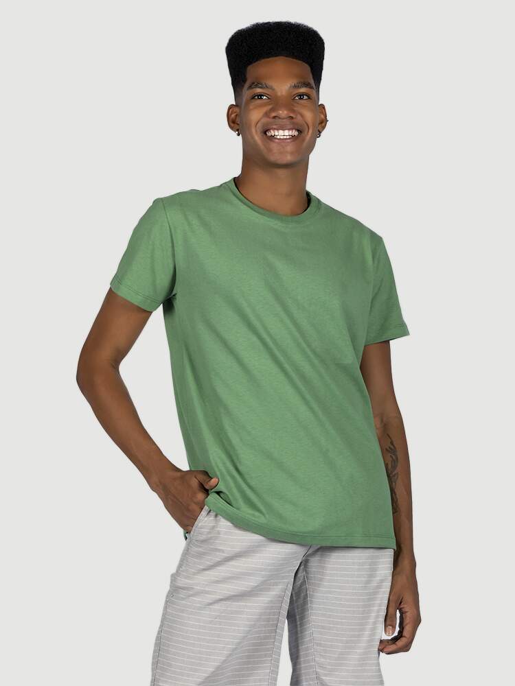 Camiseta algodão estonado VERDE