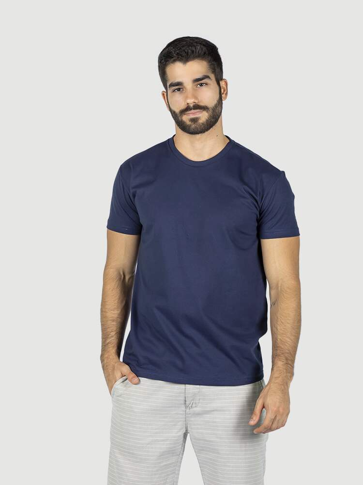 Camiseta algodão penteado AZUL MARINHO