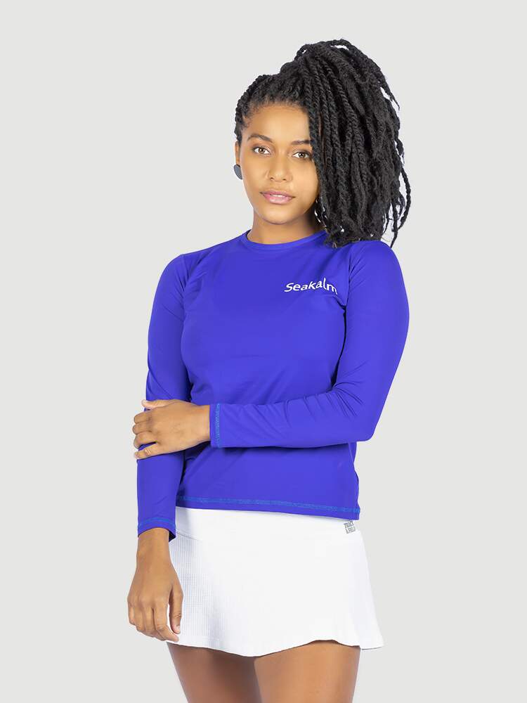 Camisa térmica feminina personalizada proteção UV50+ impressão localizada